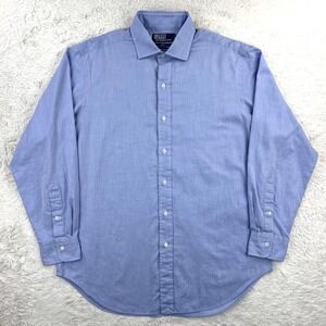 Polo Ralph Lauren Estate Shirt Men's 16 - 33 Blue Long Sleeve Button Herringbone